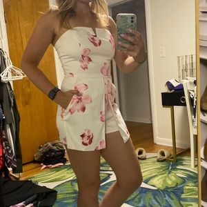 White romper with pink flowers